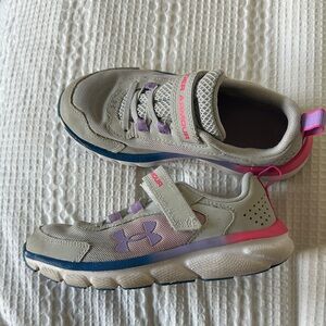 Under Armour Kids' Gray and Purple Sneakers